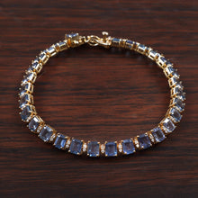 Load image into Gallery viewer, 0.45 CT DIAMOND &amp; 15.00 CT HEATED BLUE SAPPHIRE 14K GOLD BRACELET
