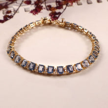 Load image into Gallery viewer, 0.45 CT DIAMOND &amp; 15.00 CT HEATED BLUE SAPPHIRE 14K GOLD BRACELET
