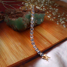 Load image into Gallery viewer, 0.45 CT DIAMOND &amp; 15.00 CT HEATED BLUE SAPPHIRE 14K GOLD BRACELET
