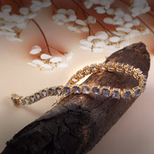 Load image into Gallery viewer, 0.45 CT DIAMOND &amp; 15.00 CT HEATED BLUE SAPPHIRE 14K GOLD BRACELET
