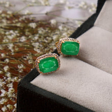 Load image into Gallery viewer, 0.25 CT DIAMOND &amp; 2.95 CT EMERALD 14K GOLD STUDS EARRING
