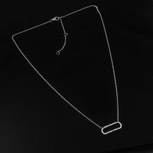 Load image into Gallery viewer, DIAMOND AND BAGUETTE 14k WHITE GOLD OVAL SHAPE PENDANT CHAIN NECKLACE
