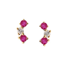 Load image into Gallery viewer, DIAMOND AND 14K YELLOW GOLD WITH RUBY SMALL STUDS
