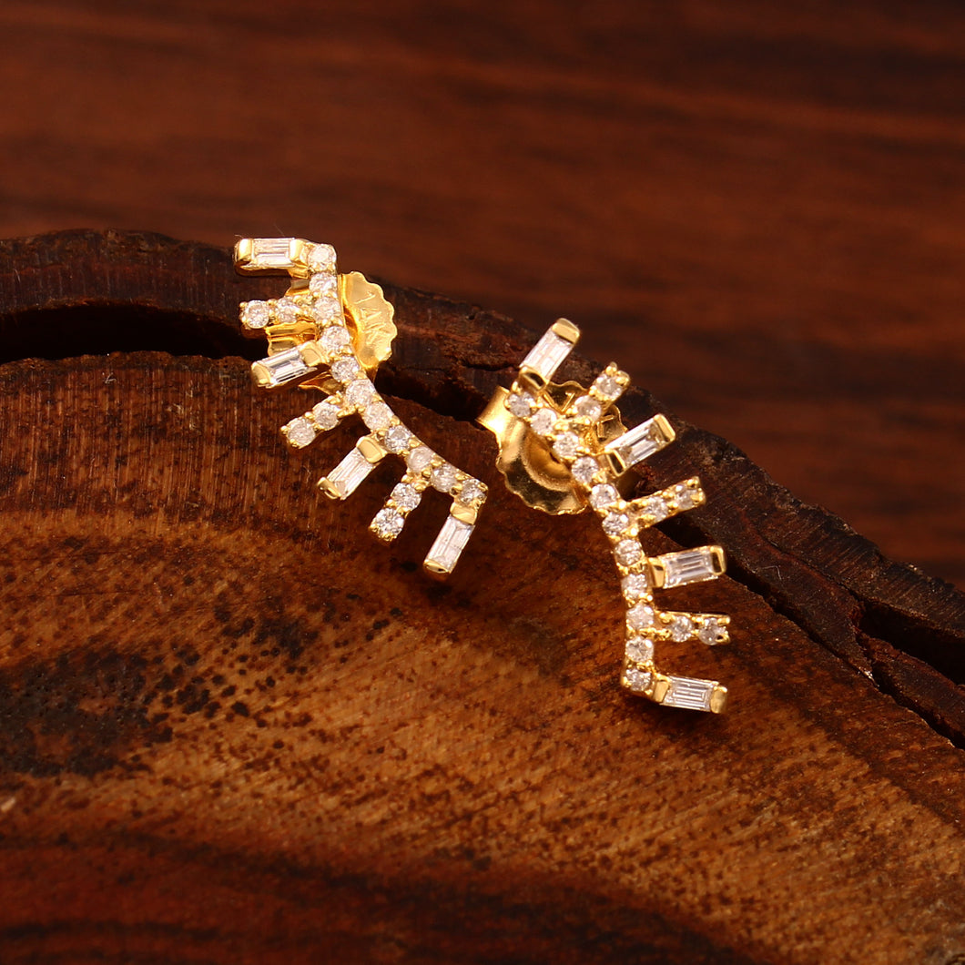 0.25 CT DIAMOND AND BAGUETTE 14K YELLOW GOLD EARRING