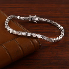 Load image into Gallery viewer, 4.10 CT LAB DIAMOND 14K YELLOW &amp; WHITE GOLD BEZEL SETTING TENNIS BRACELET
