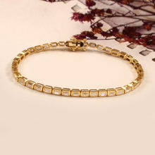 Load image into Gallery viewer, 4.10 CT LAB DIAMOND 14K YELLOW &amp; WHITE GOLD BEZEL SETTING TENNIS BRACELET
