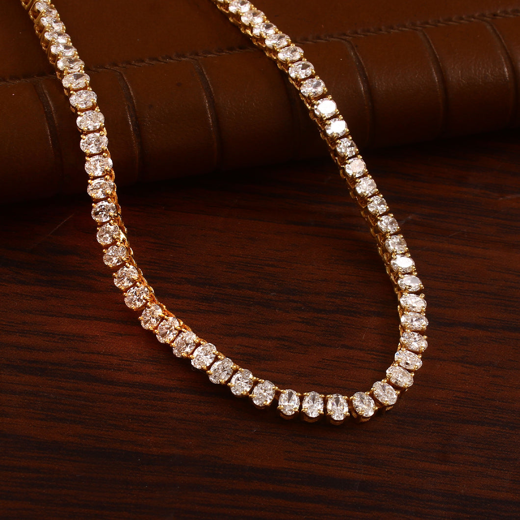 18.15 CT LAB DIAMOND 14K YELLOW  GOLD TENNIS NECKLACE