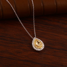 Load image into Gallery viewer, 0.60 CT WHITE AND YELLOW PEAR SHAPE DIAMOND 14K WHITE GOLD CHAIN NECKLACE
