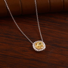 Load image into Gallery viewer, 0.75 CT DIAMOND YELLOW CUSHION SHAPE 14K WHITE GOLD CHAIN  NECKLACE

