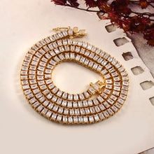 Load image into Gallery viewer, 15.20 CT LAB EMERALD CUT DIAMONDN 14K YELLOW GOLD TENNISH NECKLACE
