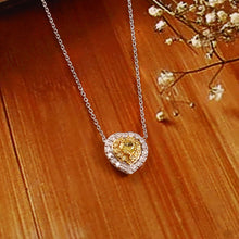 Load image into Gallery viewer, 0.60 CT DIAMOND YELLOW HEART SHAPE &amp; 14K WHITE YELLOW GOLD CHAIN NECKLACE
