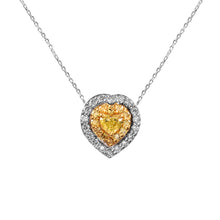 Load image into Gallery viewer, 0.60 CT DIAMOND YELLOW HEART SHAPE &amp; 14K WHITE YELLOW GOLD CHAIN NECKLACE

