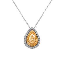 Load image into Gallery viewer, 0.60 CT WHITE AND YELLOW PEAR SHAPE DIAMOND 14K WHITE GOLD CHAIN NECKLACE
