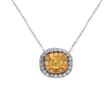Load image into Gallery viewer, 0.75 CT DIAMOND YELLOW CUSHION SHAPE 14K WHITE GOLD CHAIN  NECKLACE
