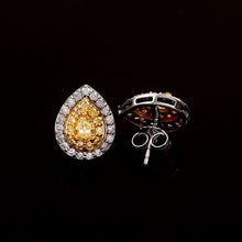 Load image into Gallery viewer, 0.95 CT DIAMOND YELLOW PEAR SHAPE 14K WHITE YELLOW GOLD STUDS
