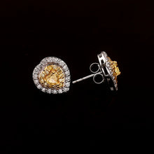 Load image into Gallery viewer, 1.26 CT DIAMOND YELLOW HEART SHAPE 14K YELLOW WHITE GOLD STUDS
