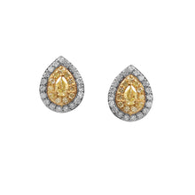 Load image into Gallery viewer, 0.95 CT DIAMOND YELLOW PEAR SHAPE 14K WHITE YELLOW GOLD STUDS
