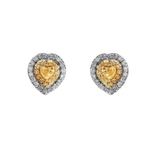 Load image into Gallery viewer, 1.26 CT DIAMOND YELLOW HEART SHAPE 14K YELLOW WHITE GOLD STUDS
