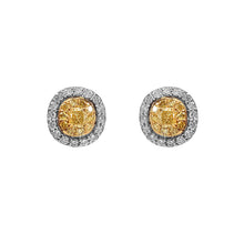 Load image into Gallery viewer, 0.95 CT DIAMOND YELLOW CUSHION 14K YELLOW GOLD STUDS
