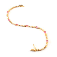 Load image into Gallery viewer, 0.95 CT DIAMOND &amp; 14K YELLOW GOLD RUBY BRACELET
