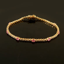 Load image into Gallery viewer, 0.95 CT DIAMOND &amp; 14K YELLOW GOLD RUBY BRACELET
