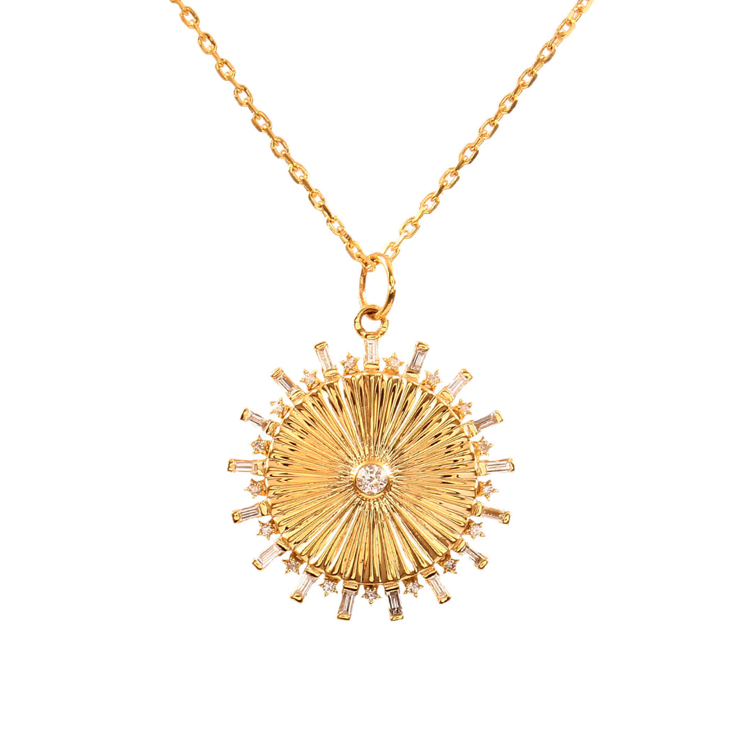 0.40CT DIAMOND BAGUETTE 14K YELLOW GOLD PENDANT