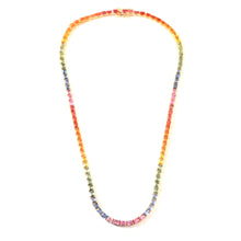 Load image into Gallery viewer, 22.40 CT MULTI SAPPHIRE &amp; 14 K GOLD TENNIS  NECKLACE
