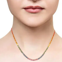 Load image into Gallery viewer, 22.40 CT MULTI SAPPHIRE &amp; 14 K GOLD TENNIS  NECKLACE
