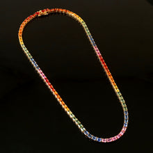 Load image into Gallery viewer, 22.40 CT MULTI SAPPHIRE &amp; 14 K GOLD TENNIS  NECKLACE
