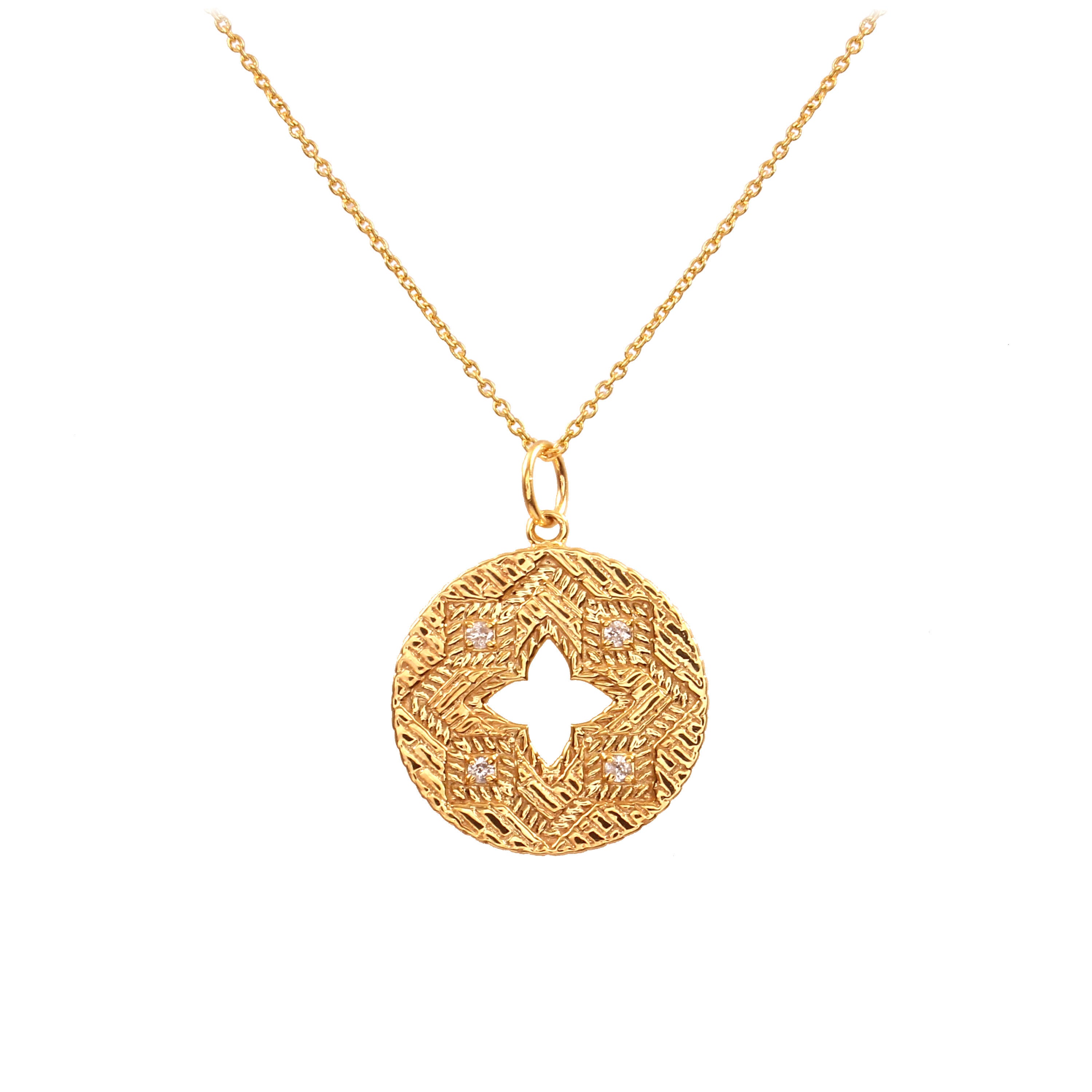 0.10 CT DIAMOND & 14K YELLOW GOLD CHAIN PENDANT