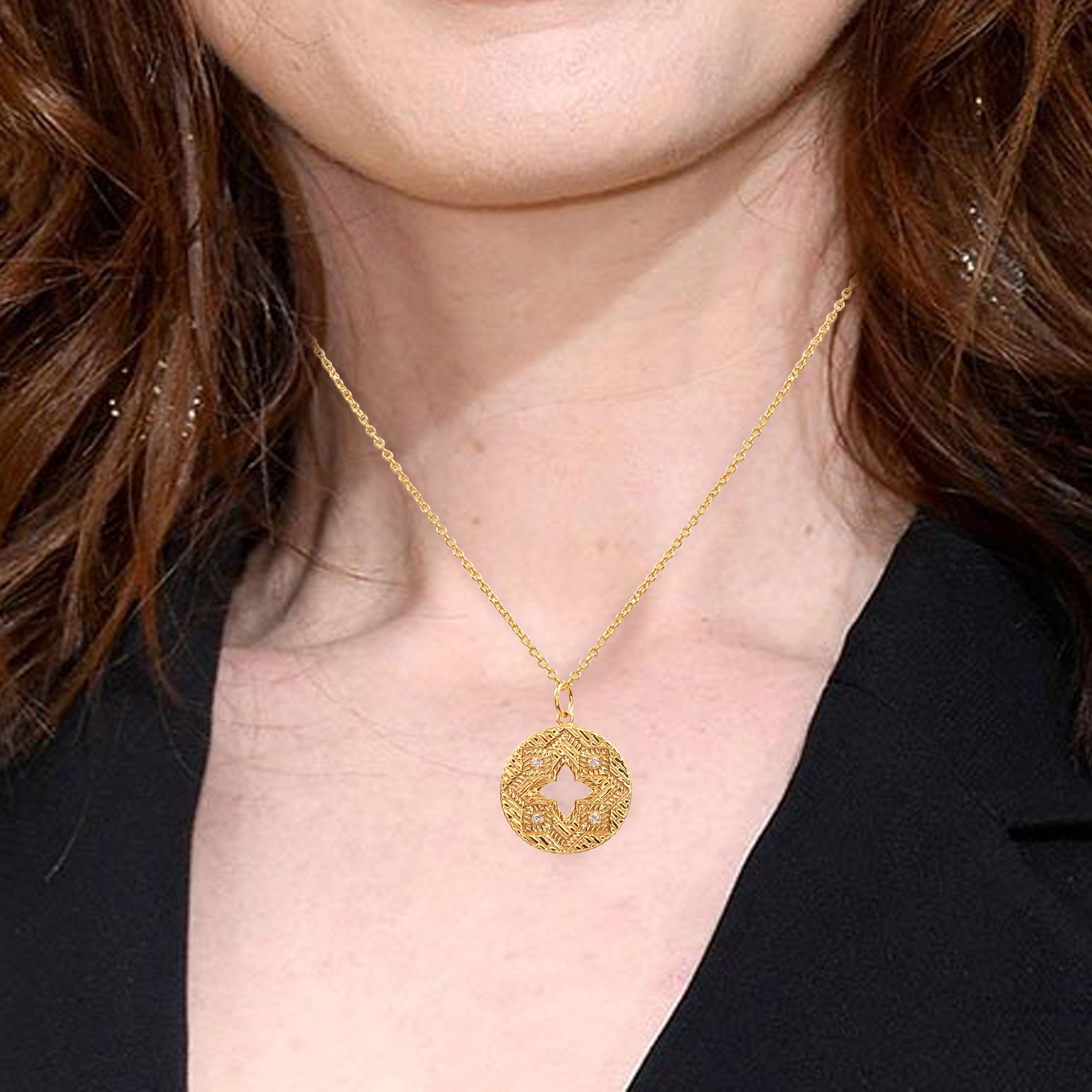 0.10 CT DIAMOND & 14K YELLOW GOLD CHAIN PENDANT