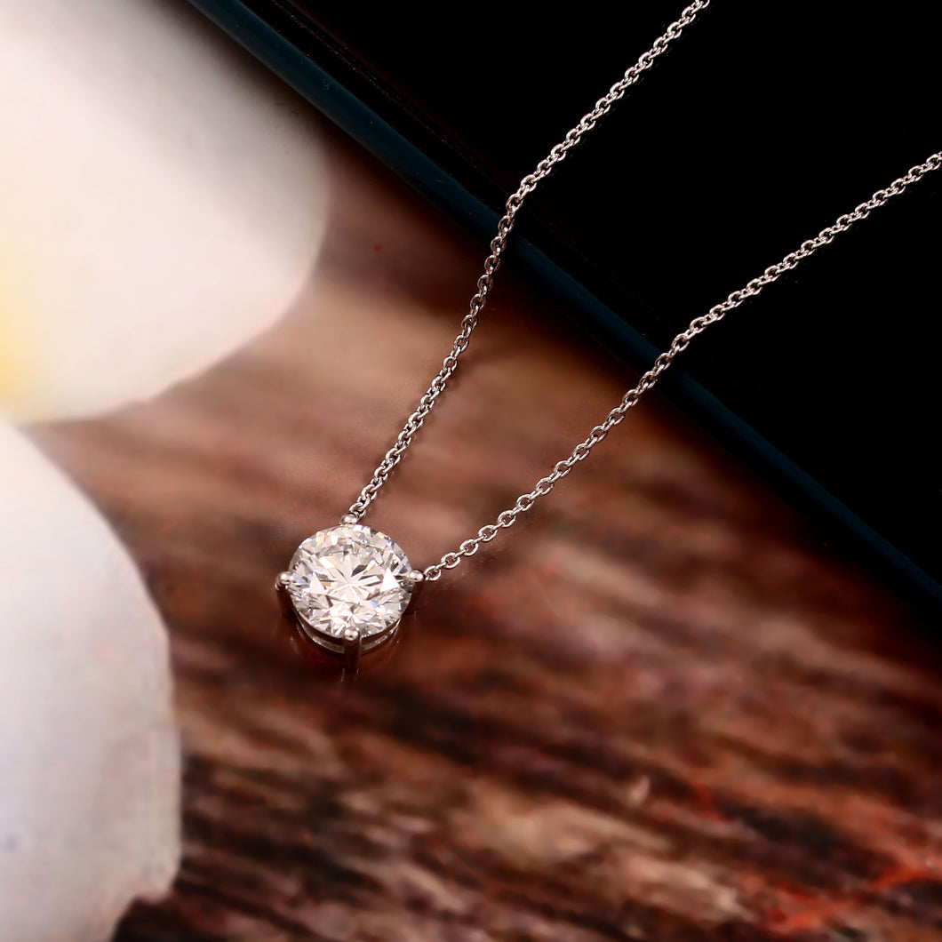 1.00 CT LAB GROWN DIAMOND & 14 K WHITE GOLD NECKLACE