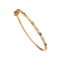 Load image into Gallery viewer, 0.60 CT DIAMOND &amp; 14K YELLOW GOLD EMERALD BANGLE
