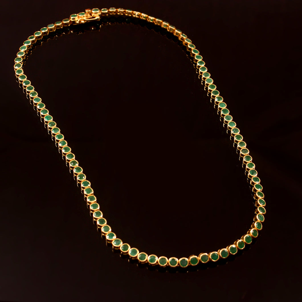 14 CT EMERALD & 14K YELLOW GOLD NECKLACE