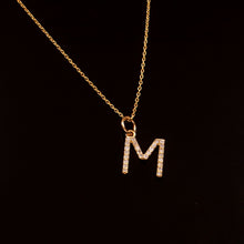 Load image into Gallery viewer, 0.10 Ct Diamond 14k yellow Gold Letter Charm Chain Pendant
