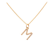 Load image into Gallery viewer, 0.10 Ct Diamond 14k yellow Gold Letter Charm Chain Pendant
