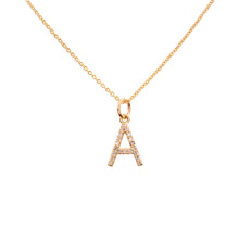 Load image into Gallery viewer, 0.10 CT DIAMOND 14K YELLOW GOLD LETTER CHARM CHAIN  PENDANT
