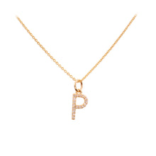 Load image into Gallery viewer, 0.10 CT DIAMOND 14 KARAT YELLOW GOLD LETTER CHARM CHAIN PENDANT
