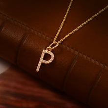 Load image into Gallery viewer, 0.10 CT DIAMOND 14 KARAT YELLOW GOLD LETTER CHARM CHAIN PENDANT
