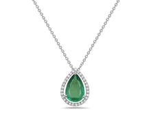 Load image into Gallery viewer, 0.15Ct Diamonds 1.00Ct Emerald 14K Gold Necklace
