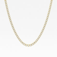 Load image into Gallery viewer, 13.60Ct Bezelset Em. Cut Diamond Full tennis necklace 18K Yellow Gold
