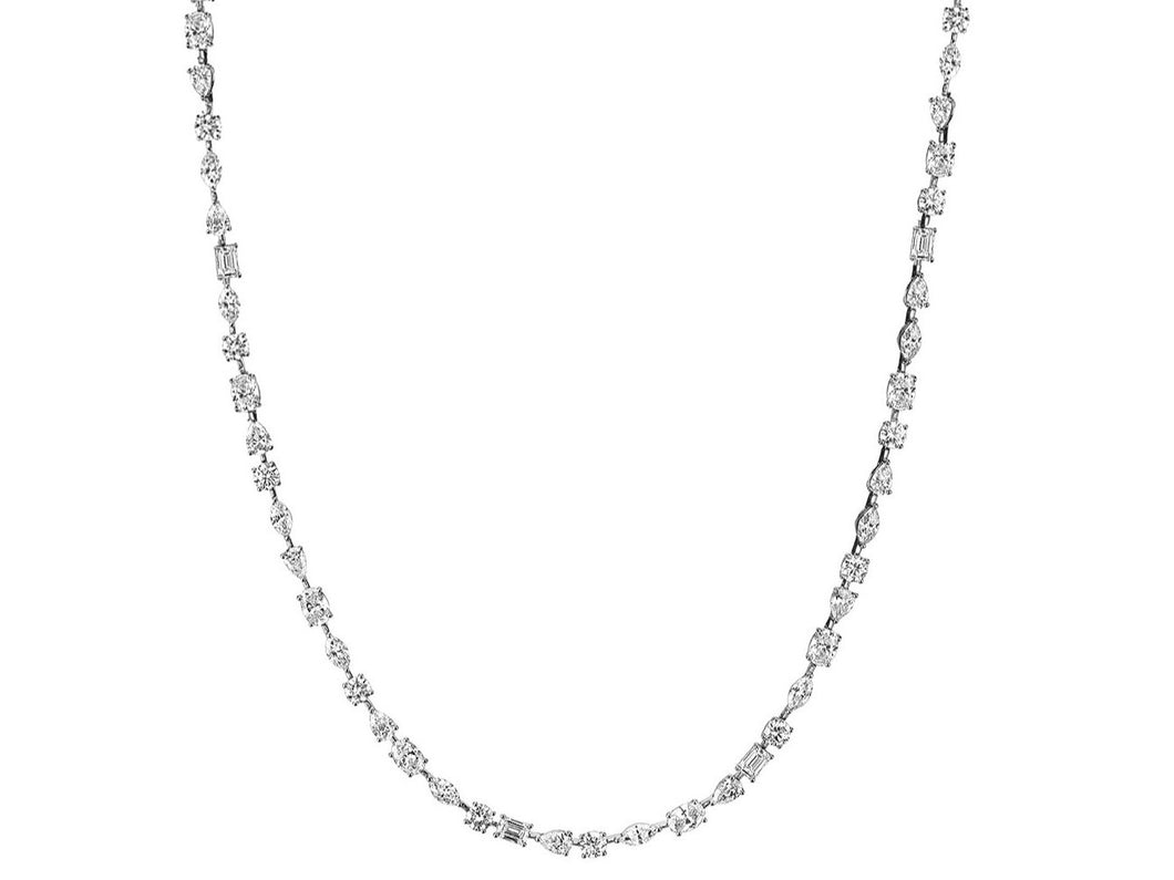 Multi shaped Diamond Necklace 18K White Gold