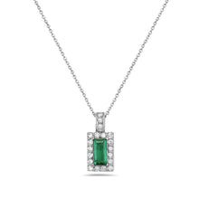 Load image into Gallery viewer, Halo Emerald Pendant Necklace 14K Gold
