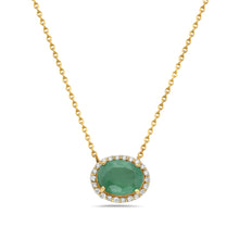 Load image into Gallery viewer, 2.5Cts Emerald And 0.14Cts Dia. 14k Yellow and White Gold Necklace
