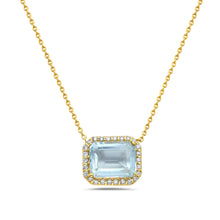 Load image into Gallery viewer, 0.19CT DIAMOND AND 2.94CT AQUAMARINE 14K YELLOW GOLD NECKLACE
