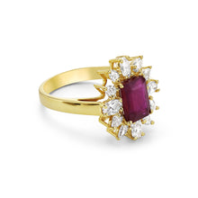 Load image into Gallery viewer, 1.03Ct Diamond 2.20Ct Ruby Cocktail Ring 14K Yellow gold
