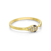 Load image into Gallery viewer, 0.10Ct Diamond &amp; 0.02Ct Sapphire Snake Ring 14K Yellow Gold
