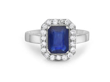 Load image into Gallery viewer, 0.40Ct Diamond 2.4Ct Blue Sapphire Halo Ring 14K White Gold
