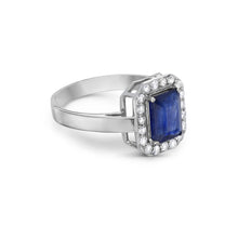 Load image into Gallery viewer, 0.40Ct Diamond 2.4Ct Blue Sapphire Halo Ring 14K White Gold
