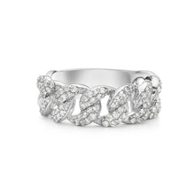 Load image into Gallery viewer, 0.75Crt Diamond Cuban Half Way Ring In 14K Yellow &amp; White Gold
